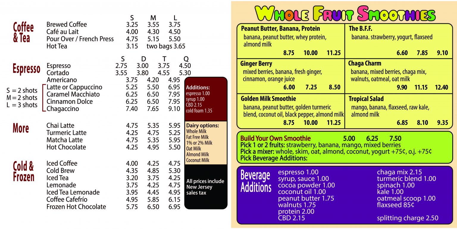 Mahwah Menu • Longfellow's Coffee®