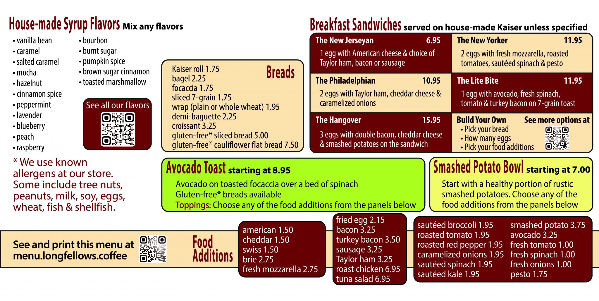 Mahwah Menu • Longfellow's Coffee®